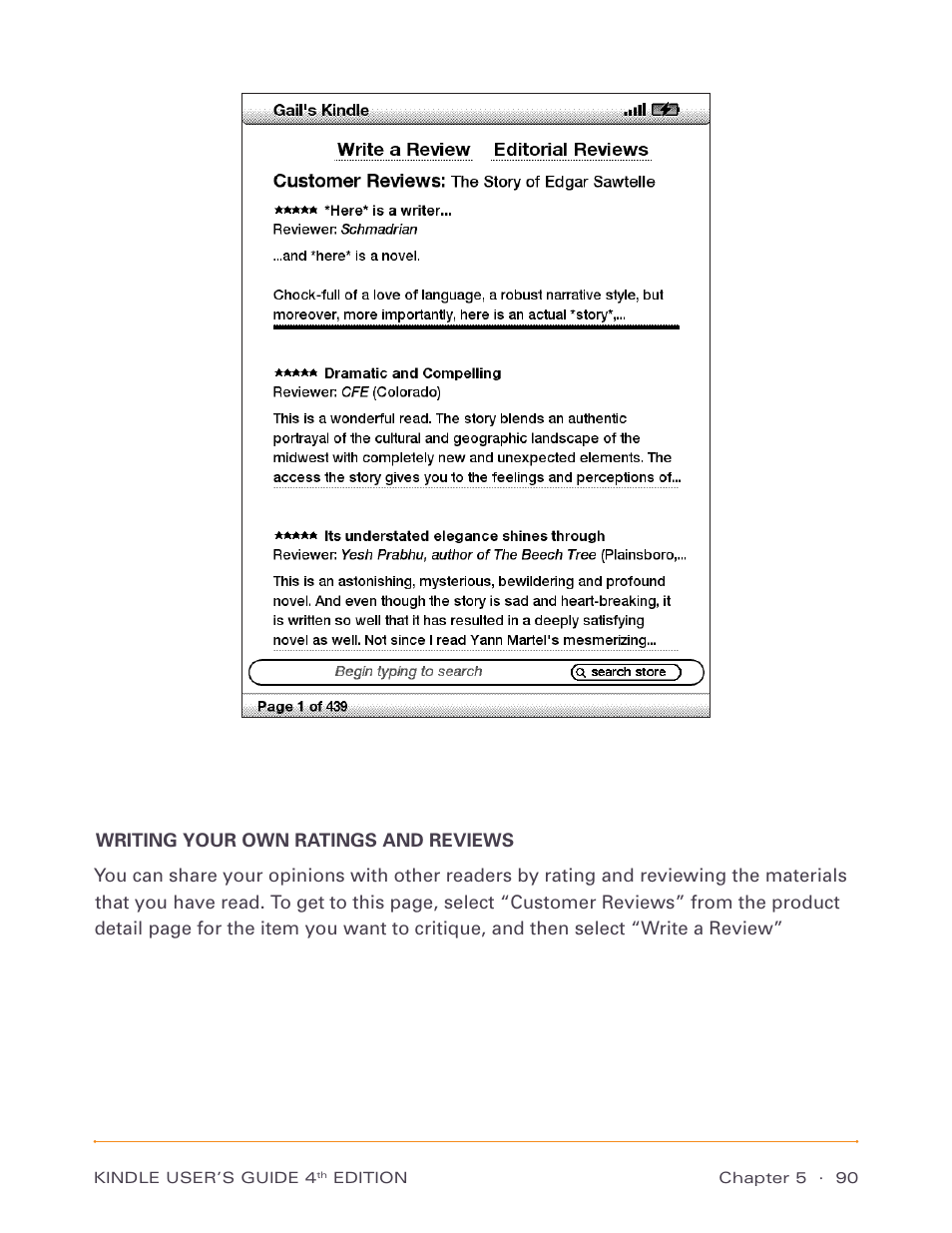 Writing your own ratings and reviews | Amazon Technologies Kindle D00511 User Manual | Page 90 / 145