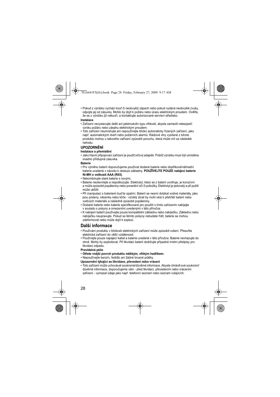 Další informace | Panasonic KXTGA641FX User Manual | Page 28 / 36