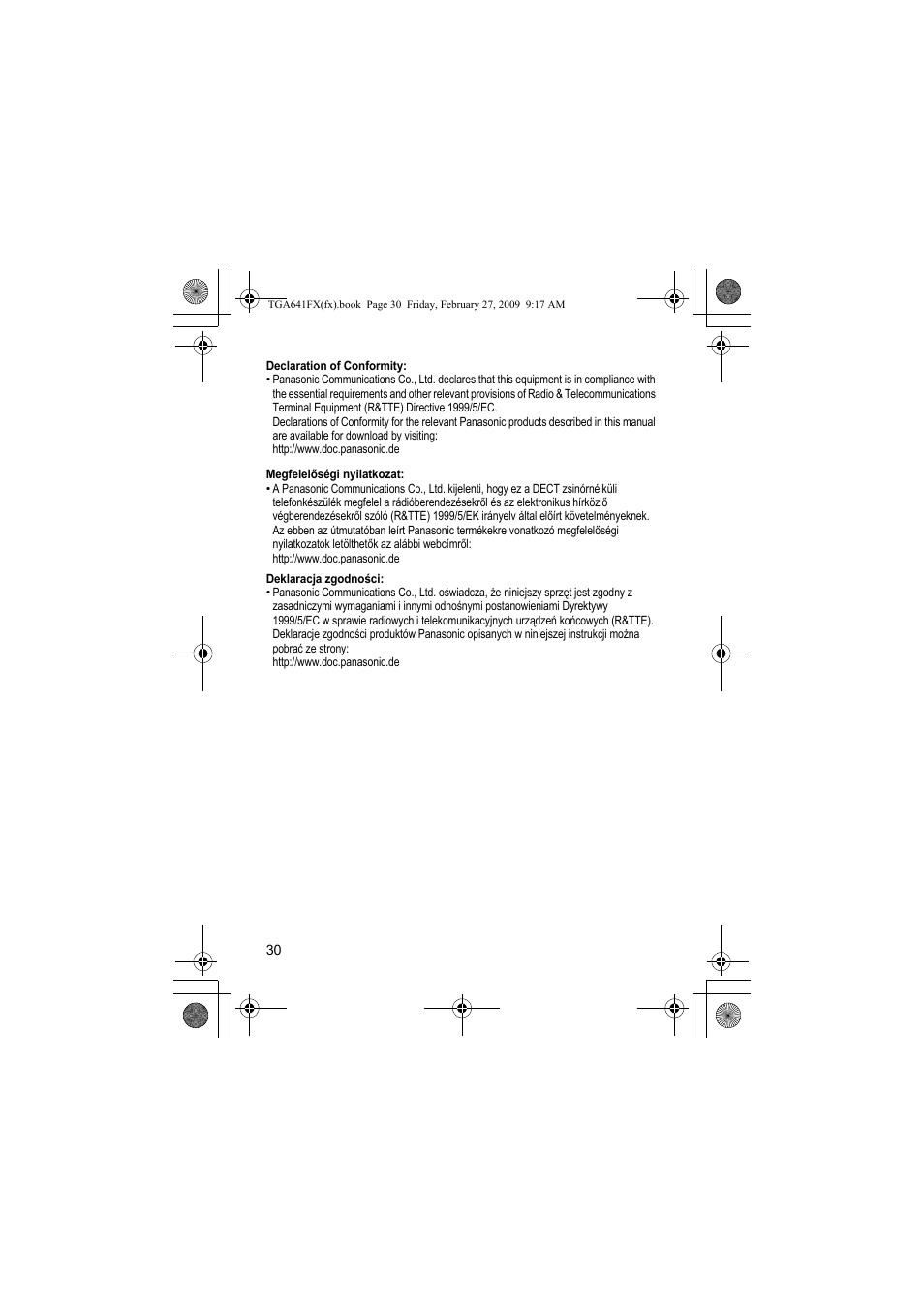 Panasonic KXTGA641FX User Manual | Page 30 / 36