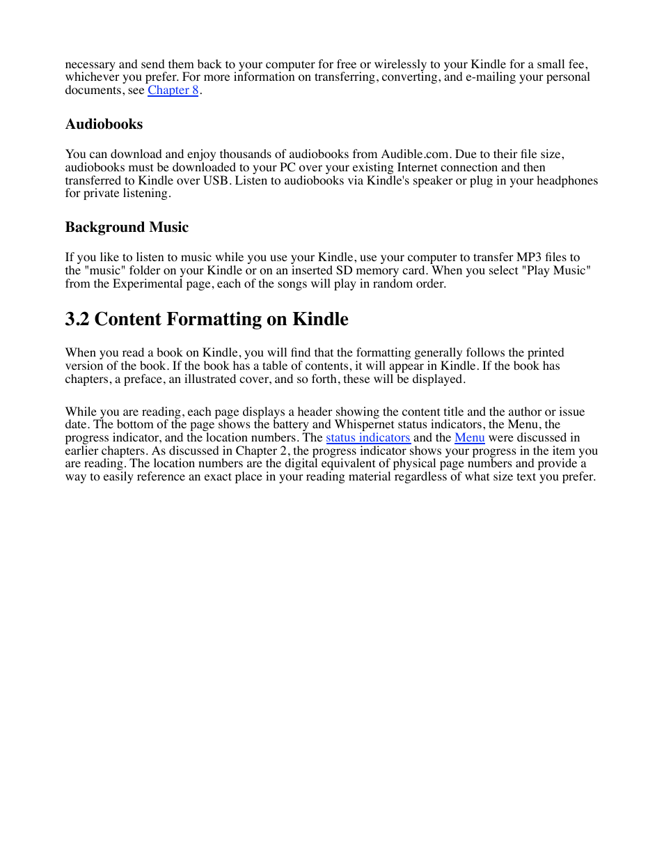 2 content formatting on kindle | Amazon Technologies Kindle D00111 User Manual | Page 34 / 89