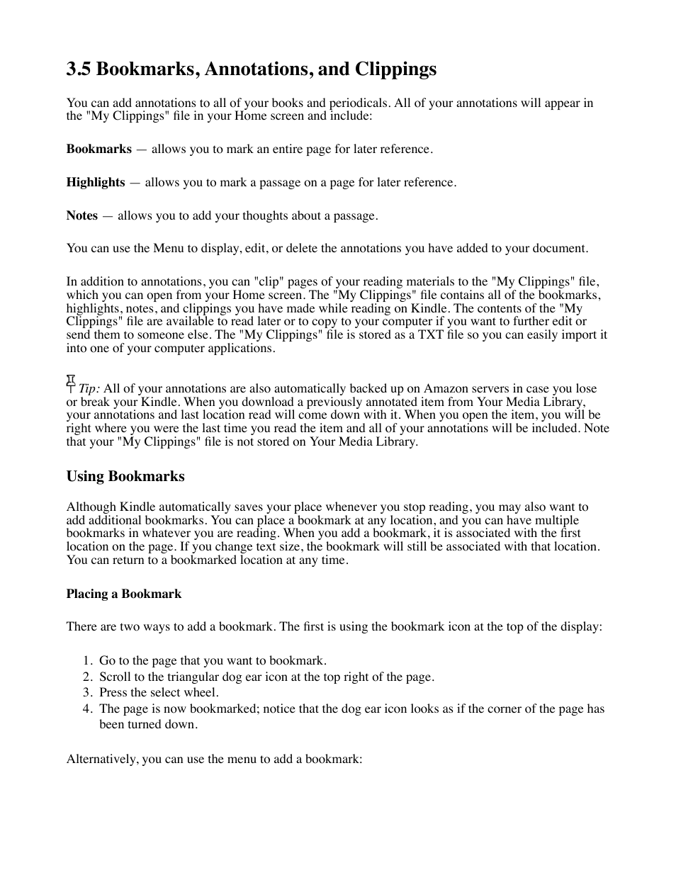 5 bookmarks, annotations, and clippings | Amazon Technologies Kindle D00111 User Manual | Page 41 / 89