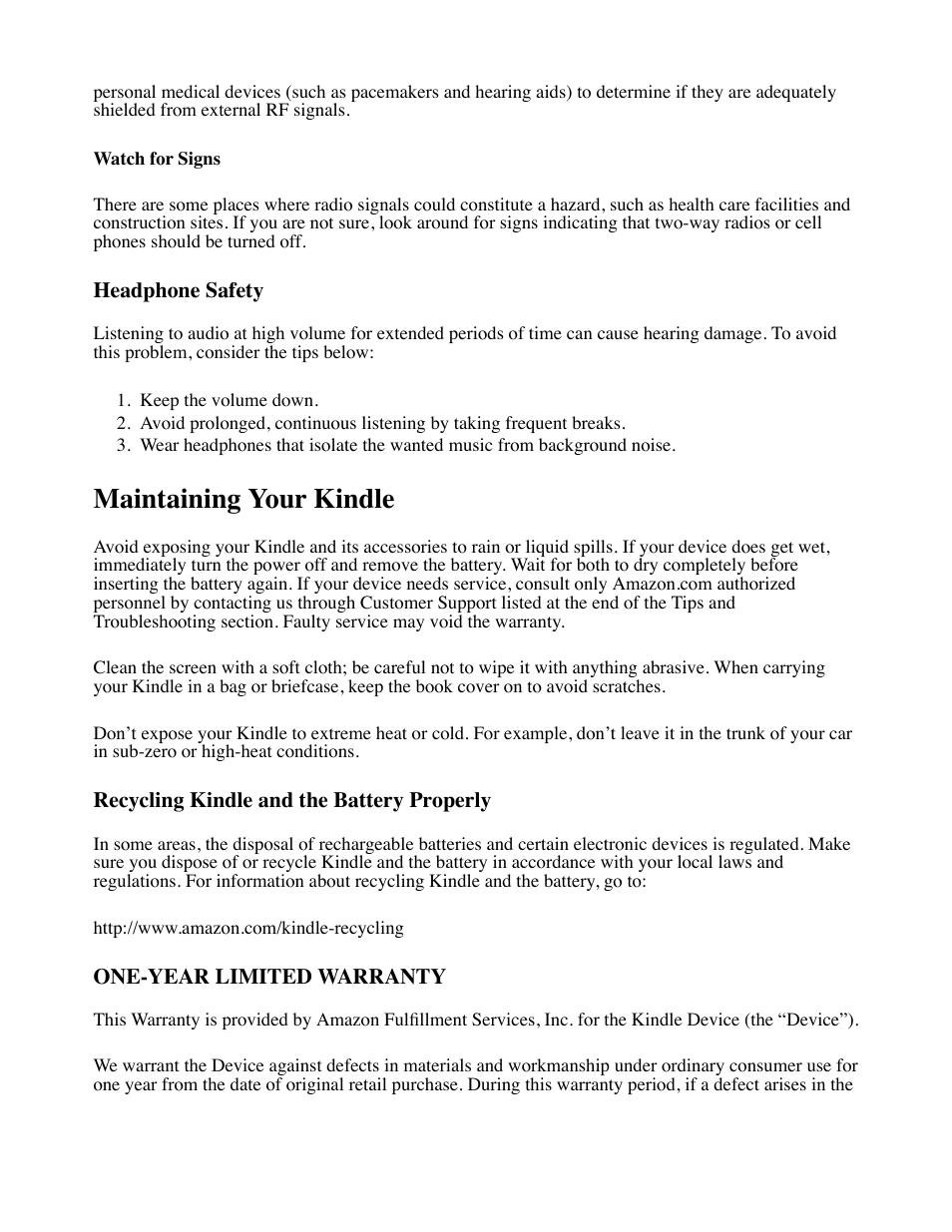 Maintaining your kindle | Amazon Technologies Kindle D00111 User Manual | Page 84 / 89