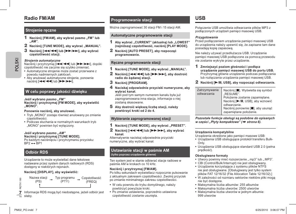 Radio fm/am | Panasonic SCPM02EP User Manual | Page 16 / 48
