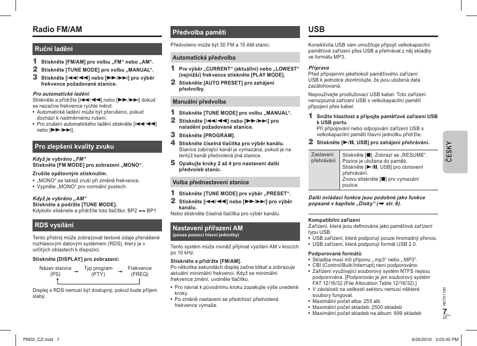Radio fm/am | Panasonic SCPM02EP User Manual | Page 25 / 48