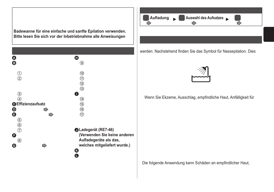 Bauteile-bezeichnungen, Wichtig | Panasonic ESWD70 User Manual | Page 11 / 138