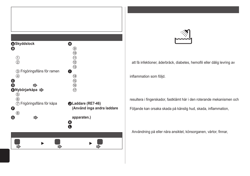 Delarnasnamn, Viktigt | Panasonic ESWD70 User Manual | Page 66 / 138