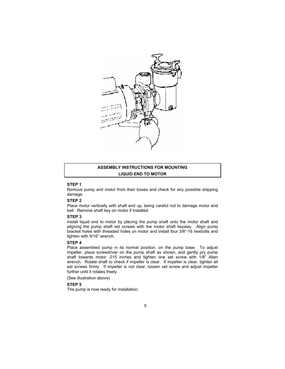 Liquid end to motor | Aqua Flo A Series User Manual | Page 5 / 8