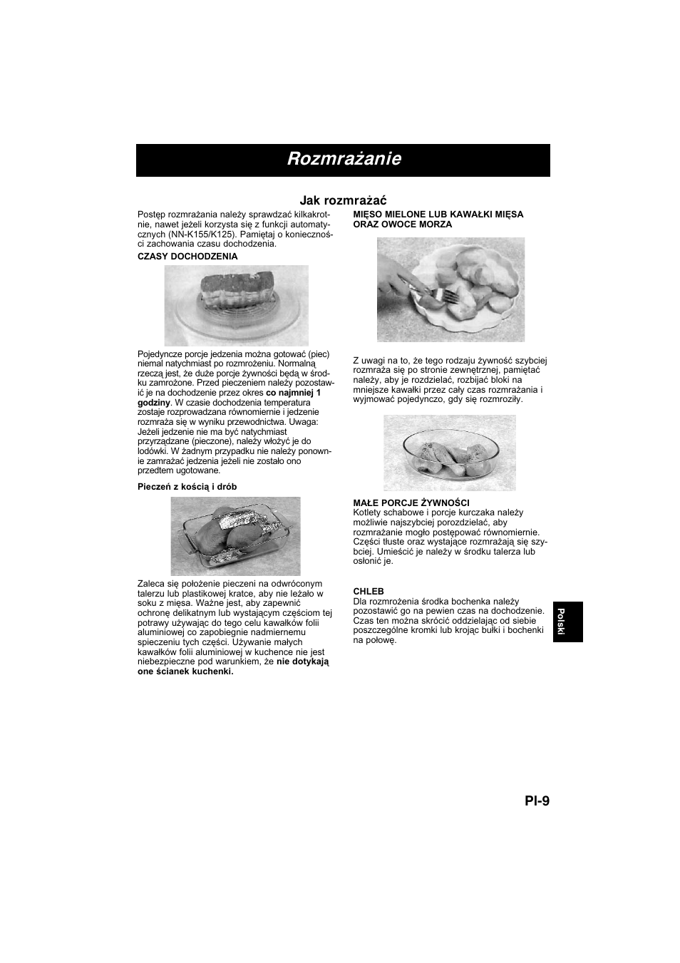 Rozmrażanie, Pl-9 | Panasonic NNK135MBEPG User Manual | Page 11 / 17