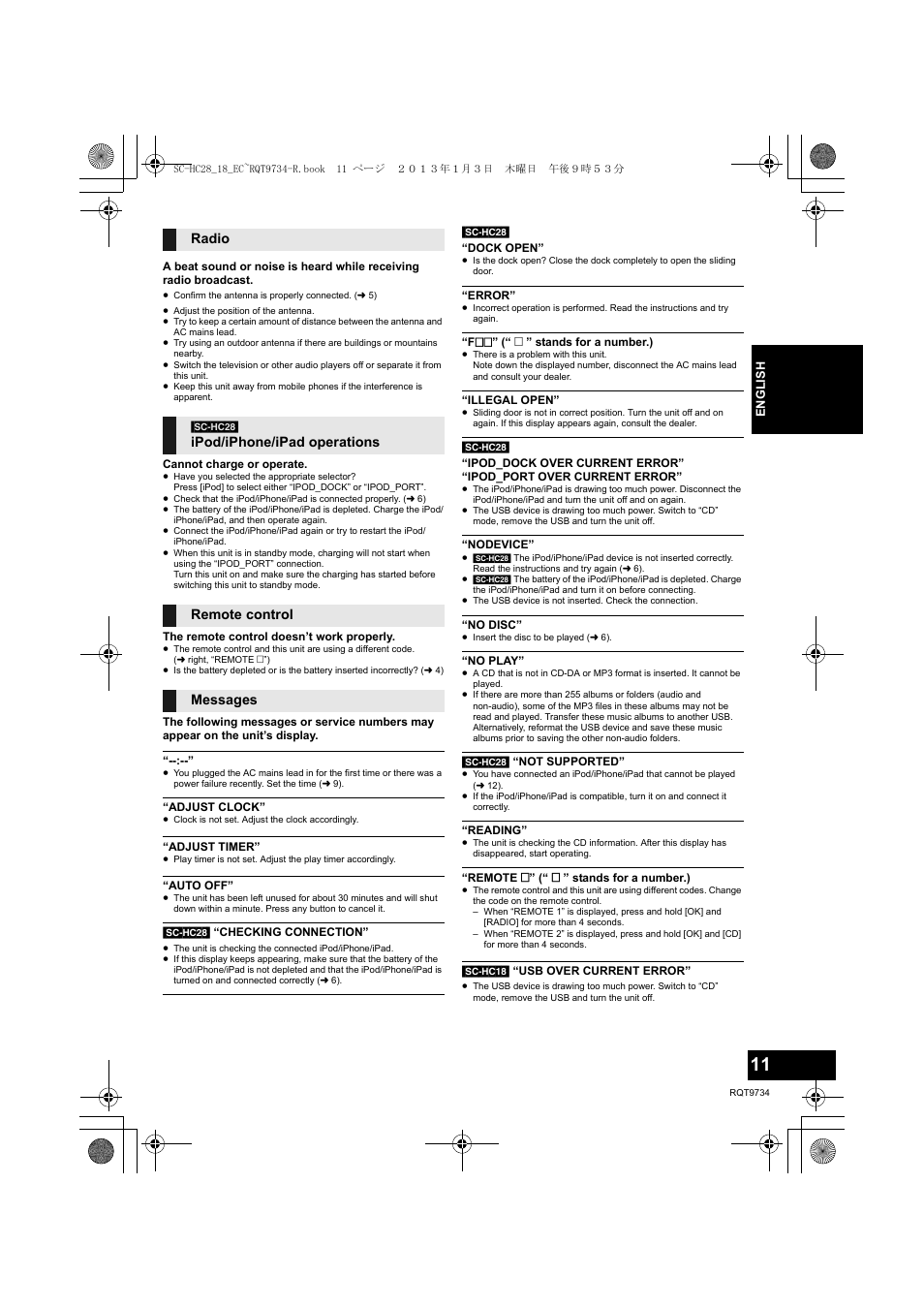 Radio | Panasonic SCHC28EC User Manual | Page 11 / 100