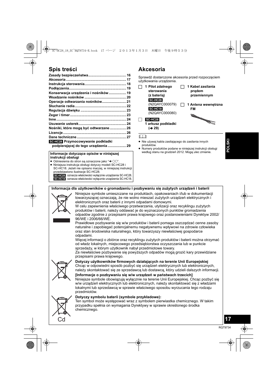 Panasonic SCHC28EC User Manual | Page 17 / 100