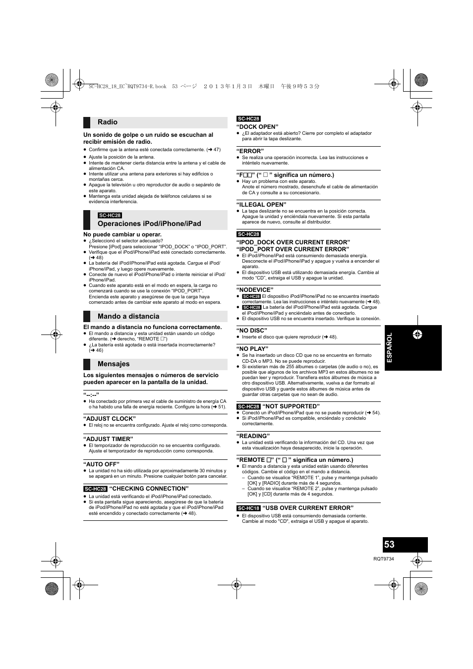 Radio | Panasonic SCHC28EC User Manual | Page 53 / 100