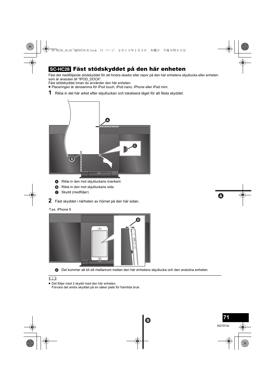 Sc-hc28] fäst stödskyddet på den här enheten | Panasonic SCHC28EC User Manual | Page 71 / 100
