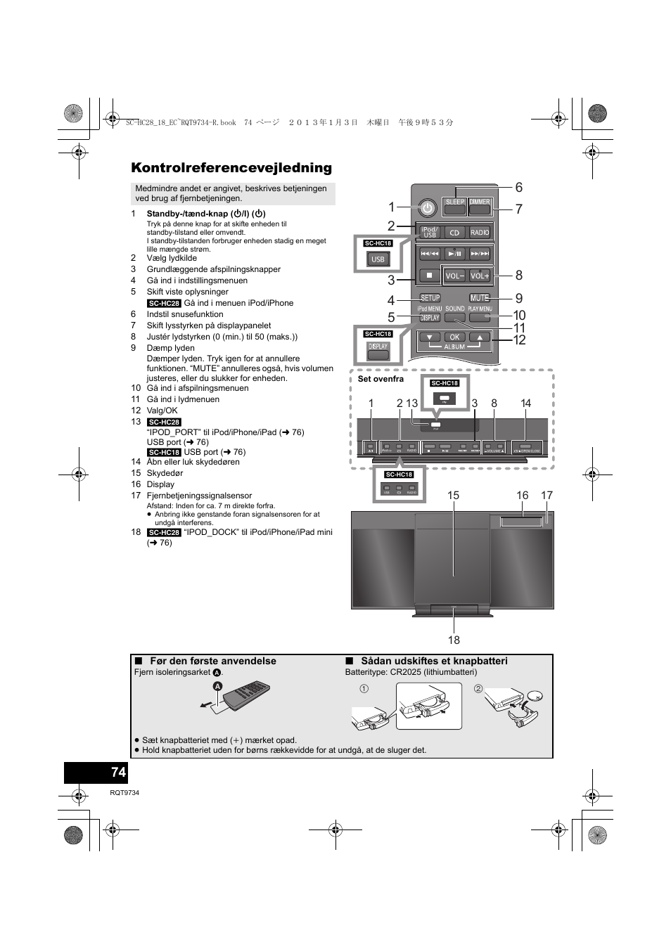 Kontrolreferencevejledning | Panasonic SCHC28EC User Manual | Page 74 / 100