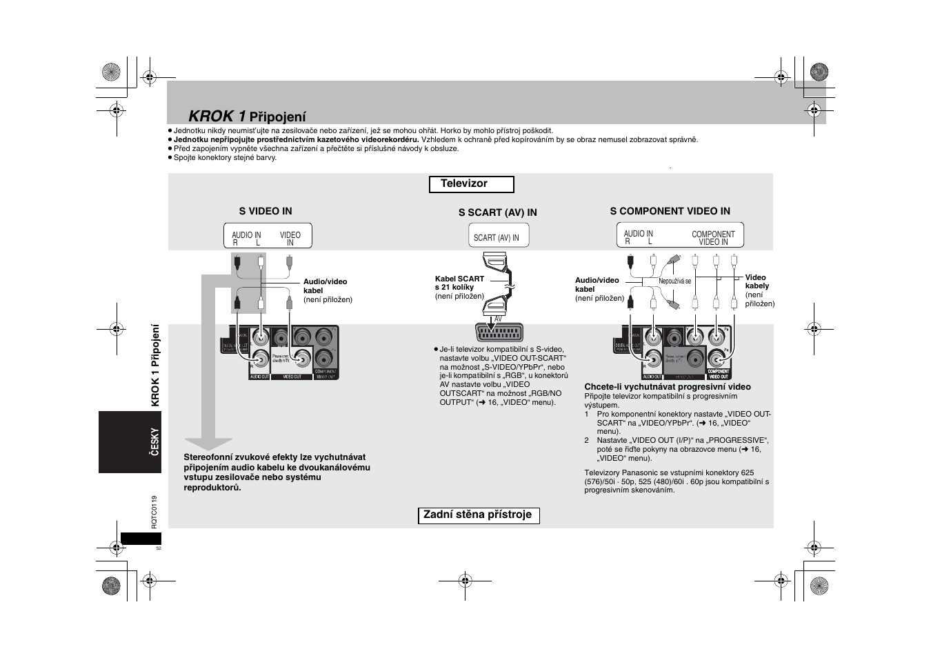 Krok 1, Připojení | Panasonic DVDS33 User Manual | Page 52 / 72