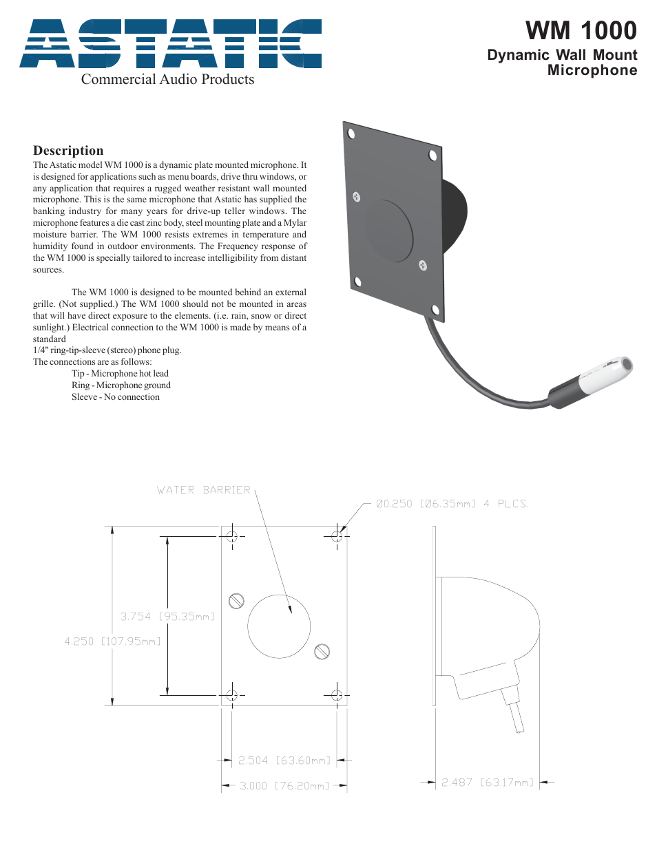 Astatic WM 1000 User Manual | 2 pages