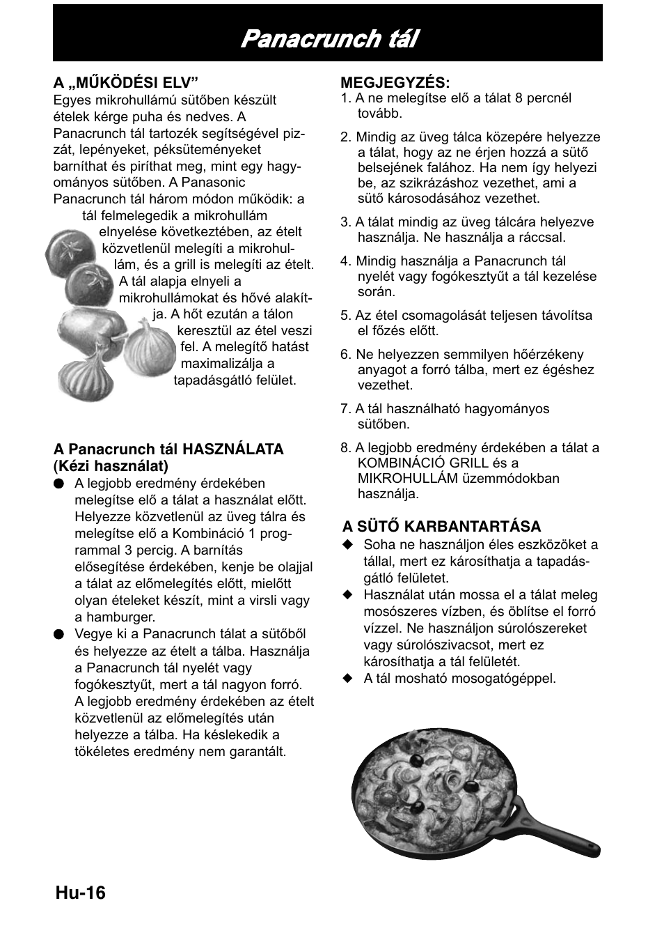 Panacrunch tál, Hu-16 | Panasonic NNGD368M User Manual | Page 18 / 21