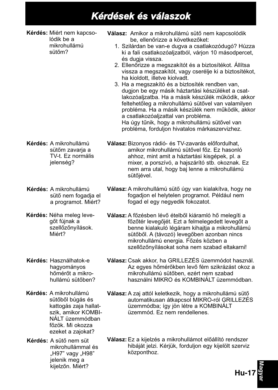 Kérdések és válaszok, Hu-17 | Panasonic NNGD368M User Manual | Page 19 / 21