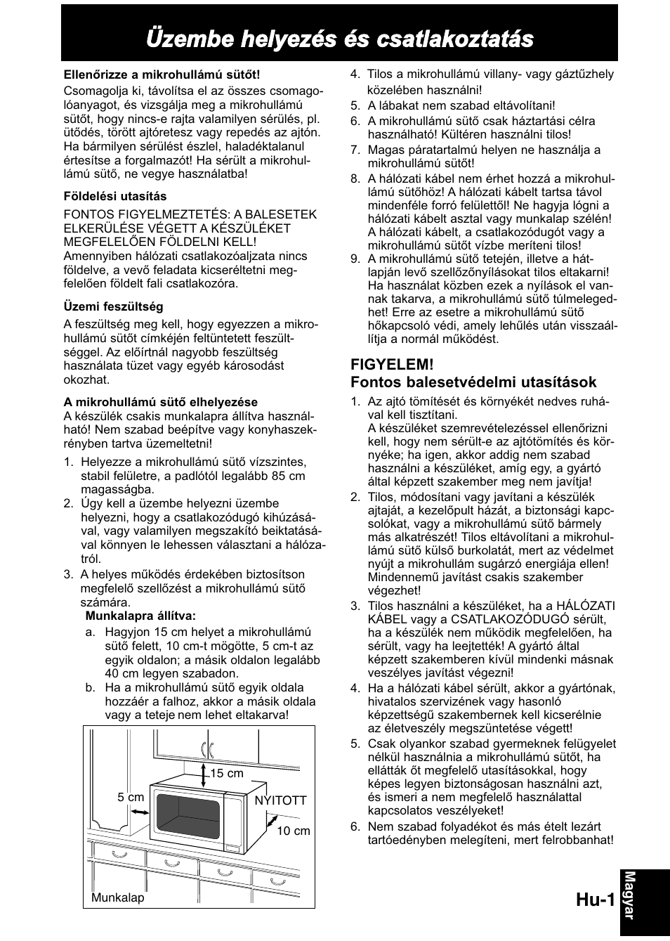Üzembe helyezés és csatlakoztatás, Hu-1 | Panasonic NNGD368M User Manual | Page 3 / 21