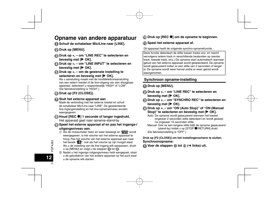 Opname van andere apparatuur | Panasonic RRXS420E User Manual | Page 12 / 226