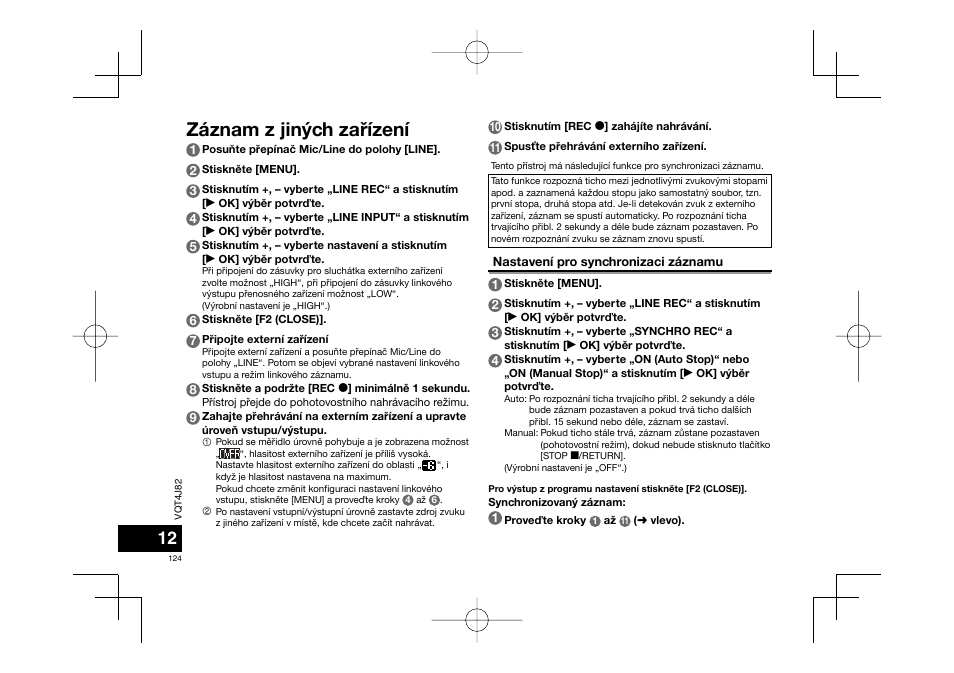 Záznam z jiných zaøízení | Panasonic RRXS420E User Manual | Page 124 / 226