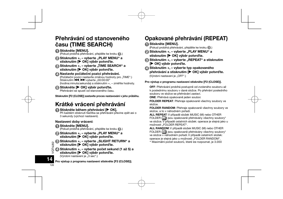 Krátké vrácení pøehrávání | Panasonic RRXS420E User Manual | Page 126 / 226