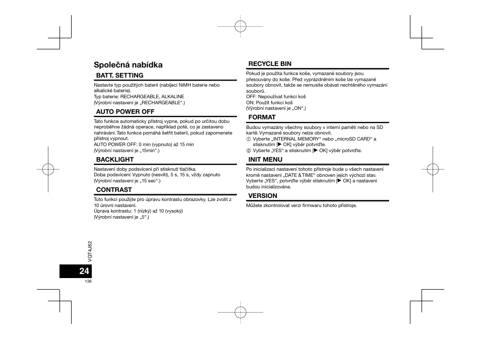 Spoleèná nabídka | Panasonic RRXS420E User Manual | Page 136 / 226