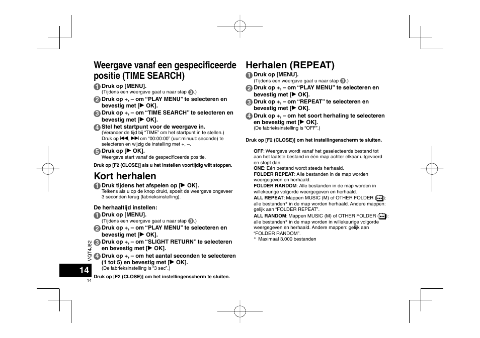 Kort herhalen | Panasonic RRXS420E User Manual | Page 14 / 226