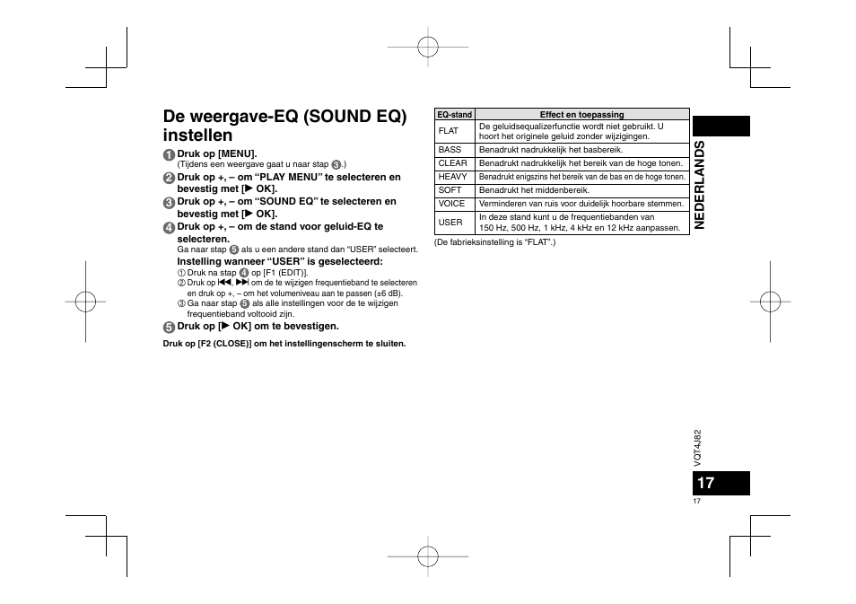 De weergave-eq (sound eq) instellen, Nederlands | Panasonic RRXS420E User Manual | Page 17 / 226