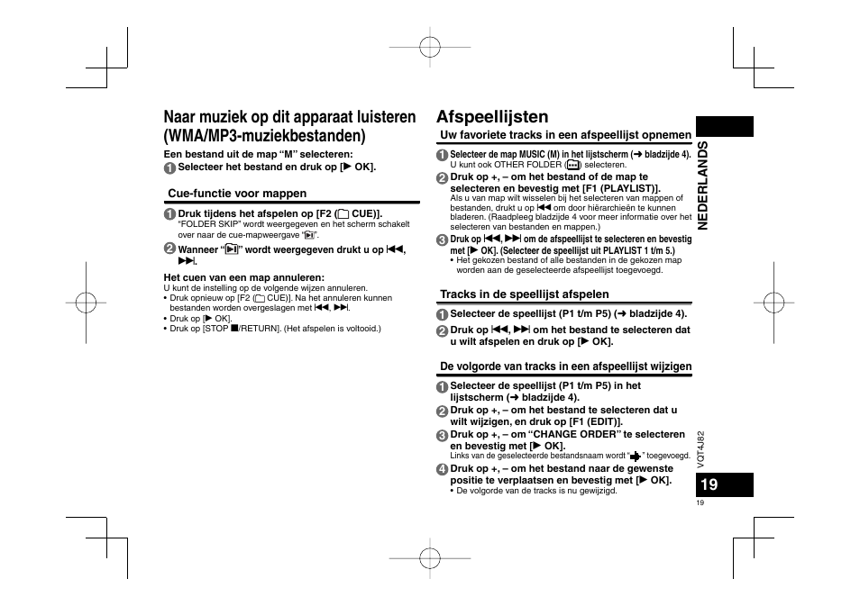 Afspeellijsten | Panasonic RRXS420E User Manual | Page 19 / 226