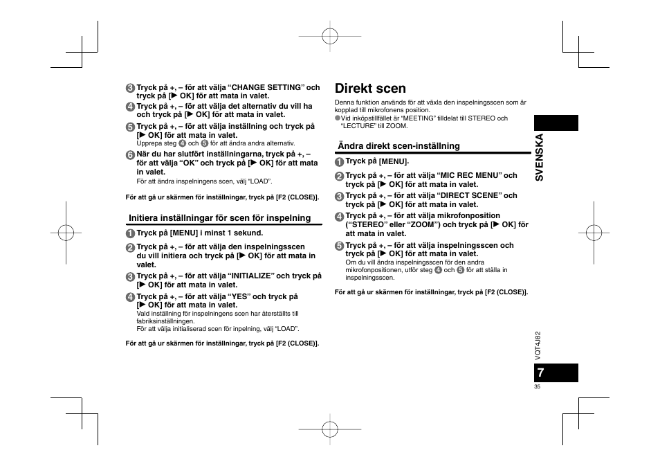 Direkt scen | Panasonic RRXS420E User Manual | Page 35 / 226