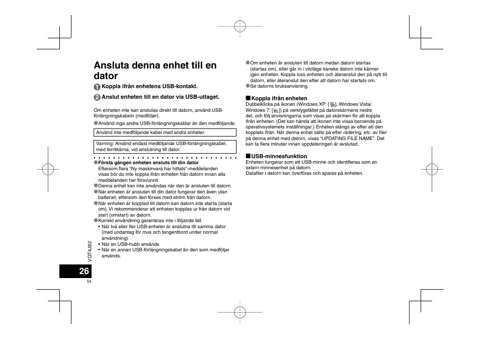 Ansluta denna enhet till en dator | Panasonic RRXS420E User Manual | Page 54 / 226