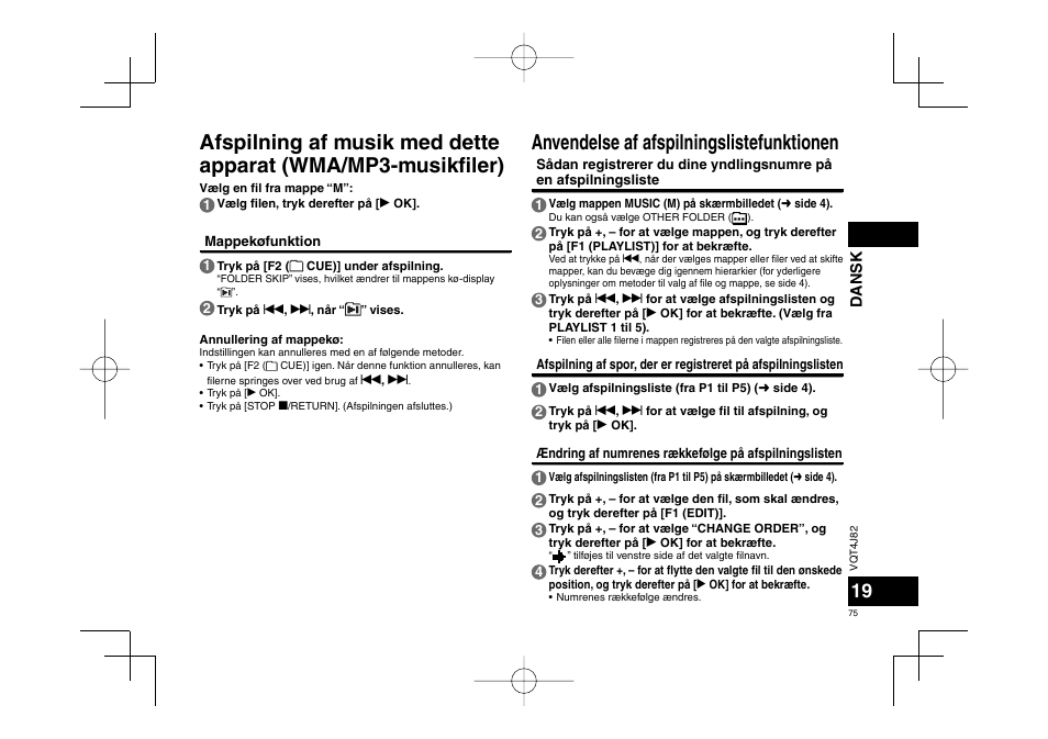 Anvendelse af afspilningslistefunktionen | Panasonic RRXS420E User Manual | Page 75 / 226