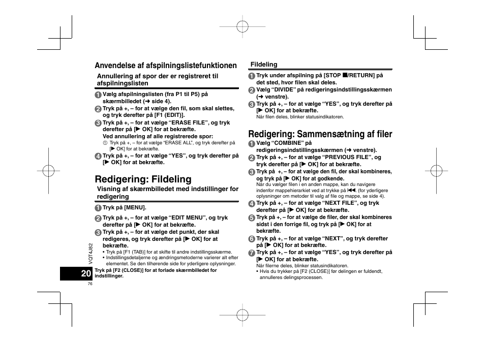 Anvendelse af afspilningslistefunktionen | Panasonic RRXS420E User Manual | Page 76 / 226