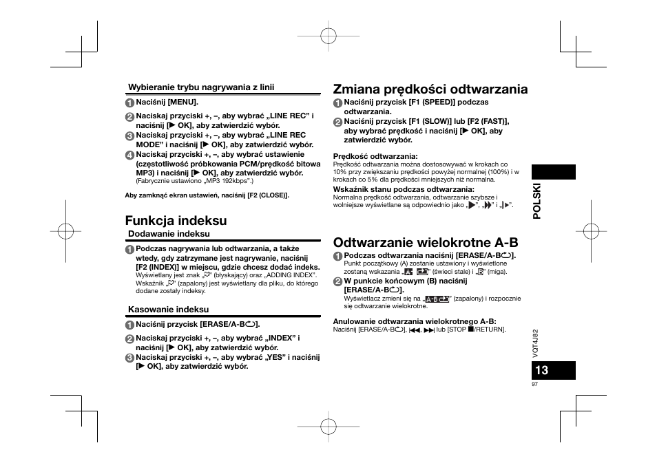 Funkcja indeksu | Panasonic RRXS420E User Manual | Page 97 / 226