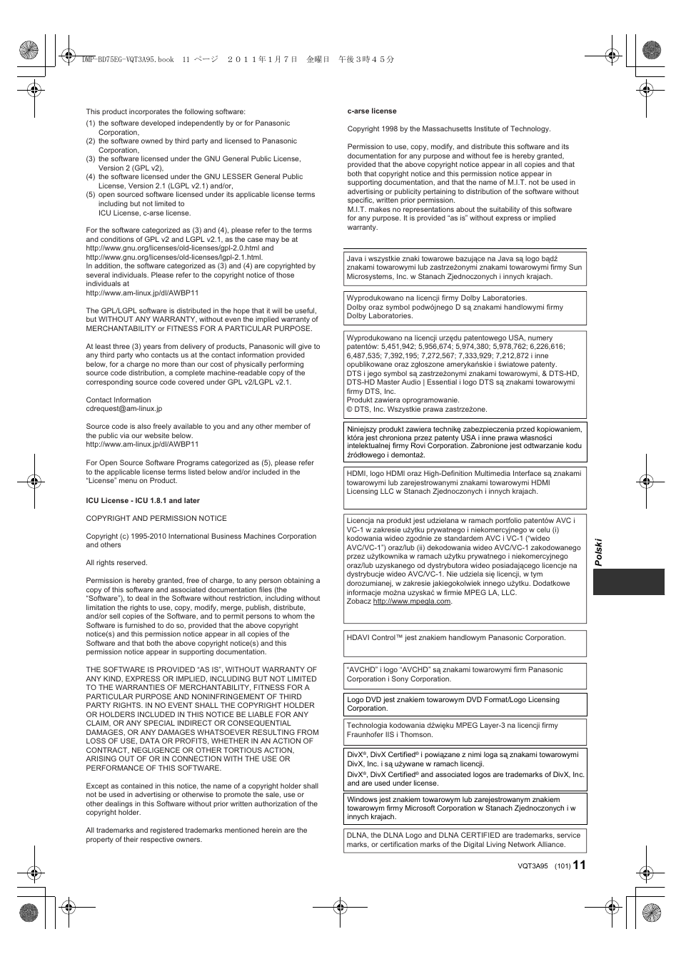Panasonic DMPBD75EG User Manual | Page 101 / 112
