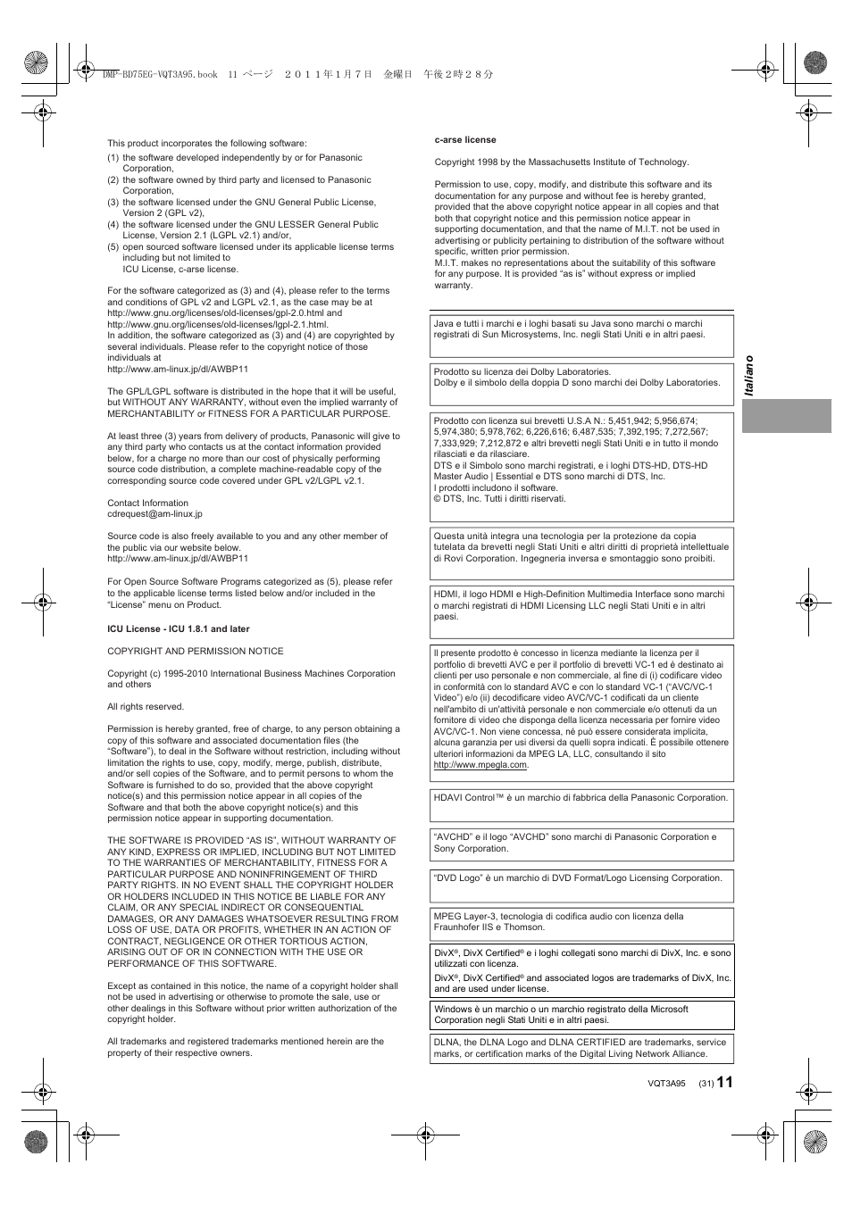 Panasonic DMPBD75EG User Manual | Page 31 / 112