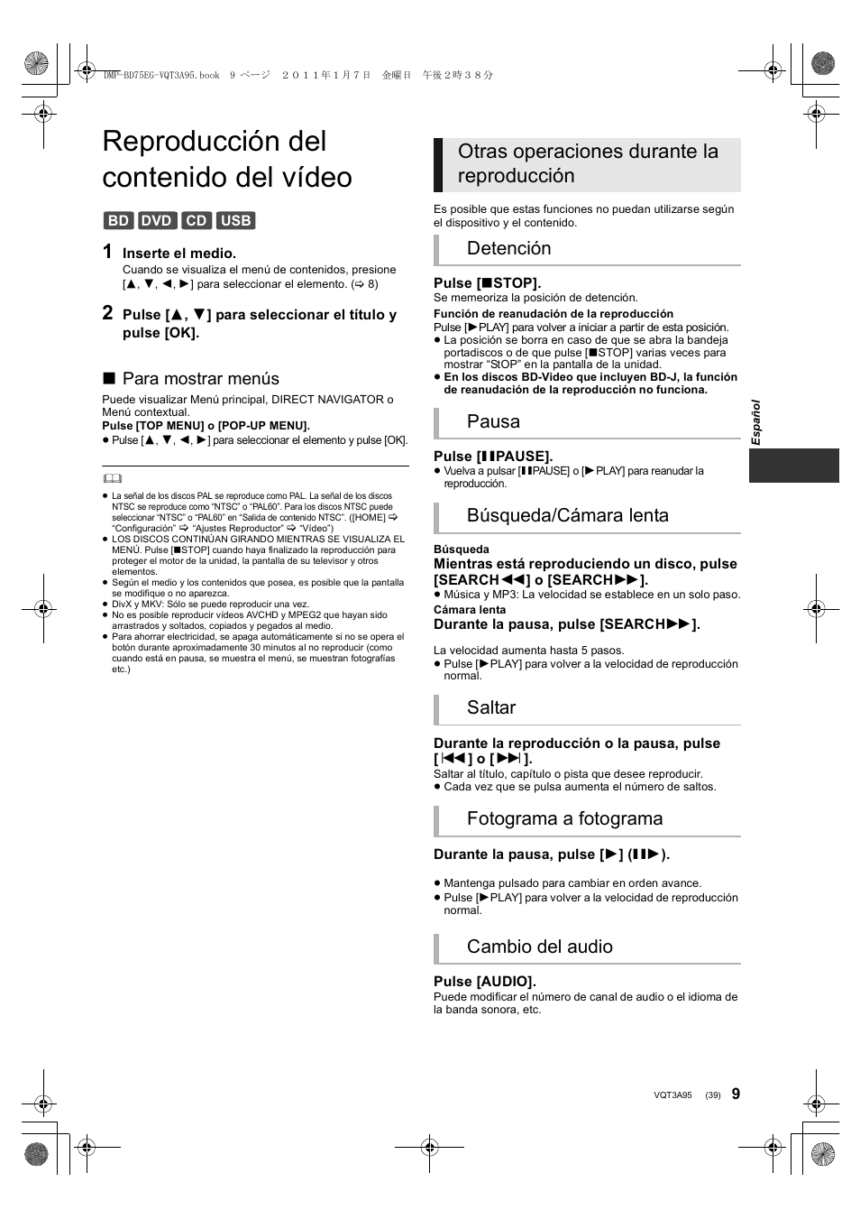 Panasonic DMPBD75EG User Manual | Page 39 / 112