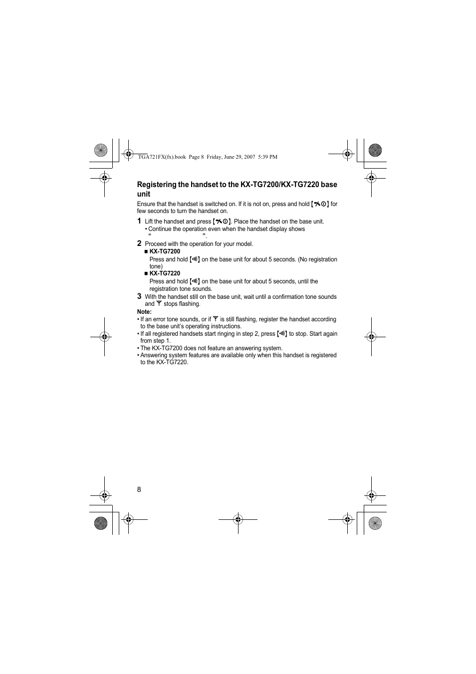 Panasonic KXTGA721FX User Manual | Page 8 / 40