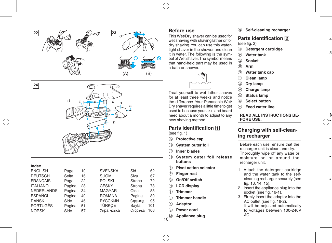 Panasonic ES8168 User Manual | Page 10 / 112