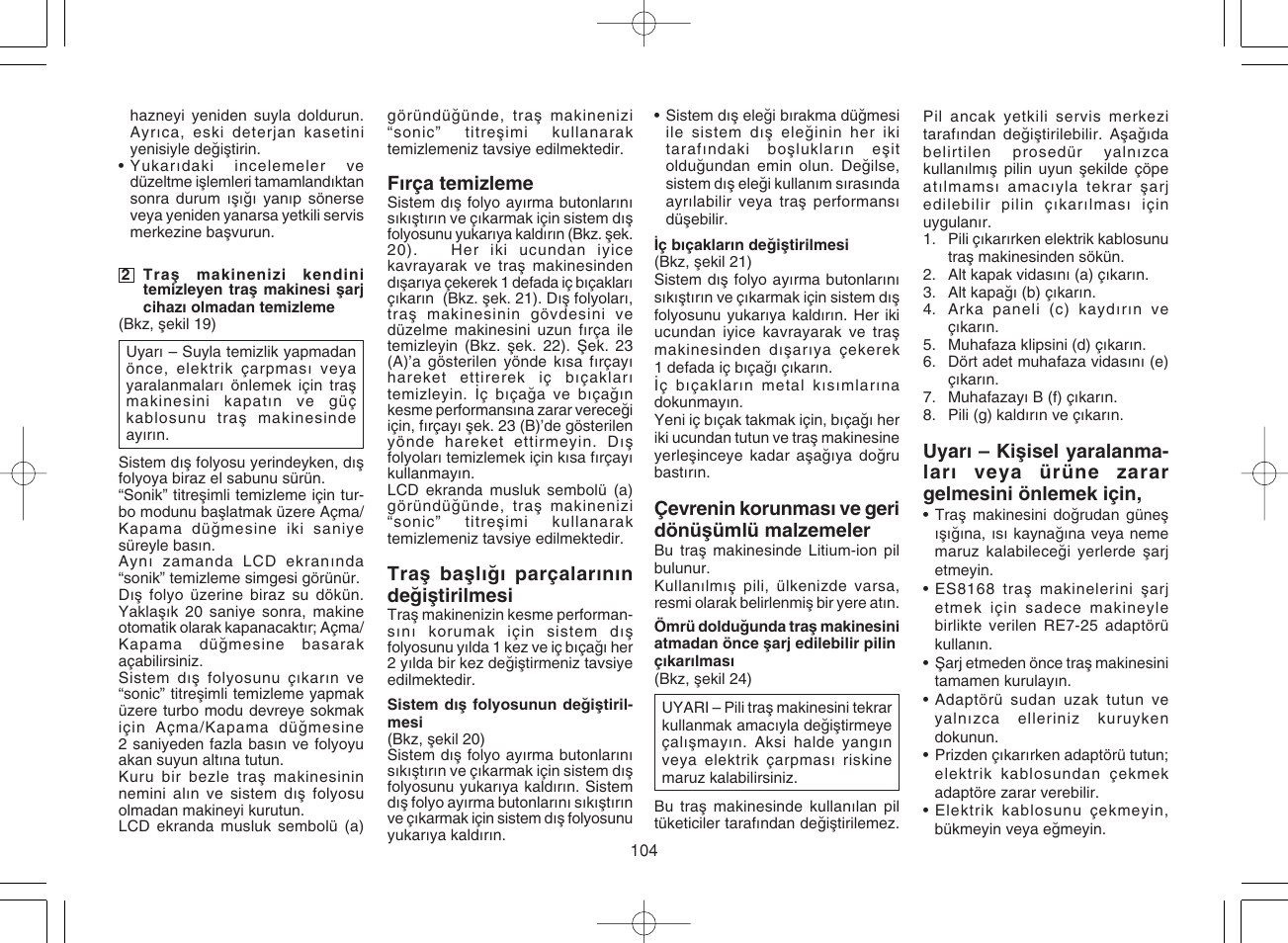 Panasonic ES8168 User Manual | Page 104 / 112