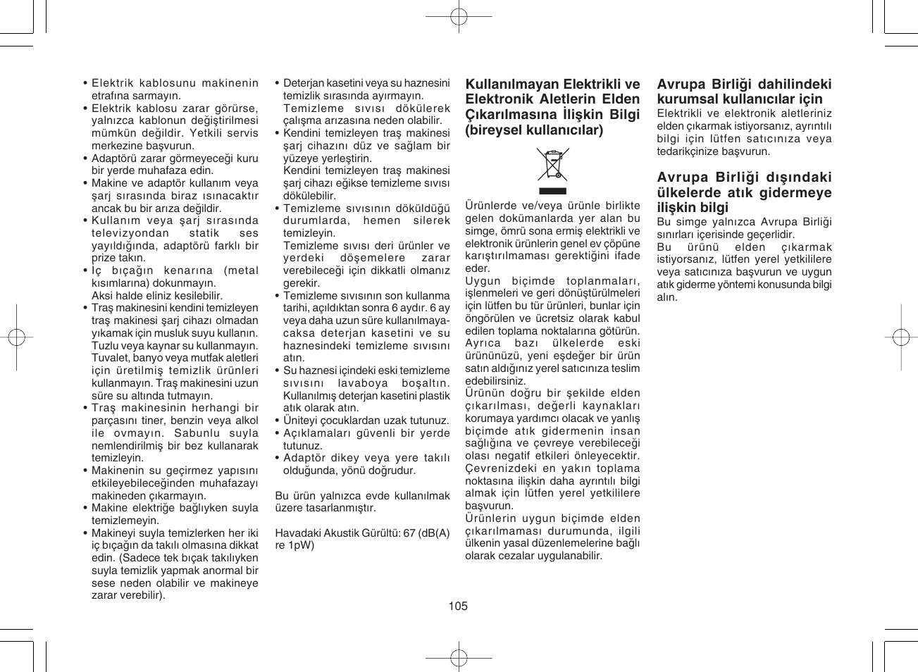 Panasonic ES8168 User Manual | Page 105 / 112
