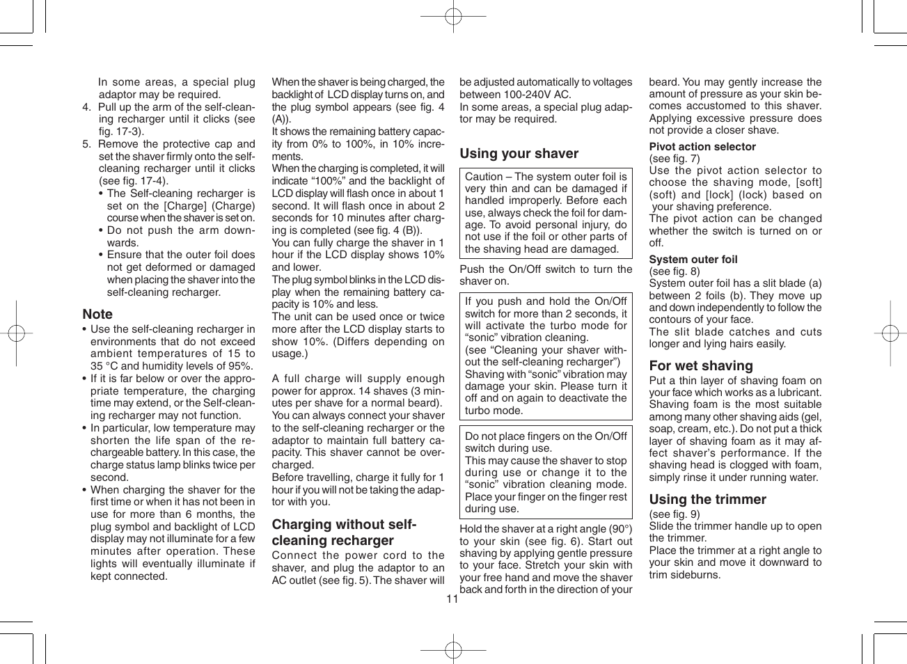 Panasonic ES8168 User Manual | Page 11 / 112