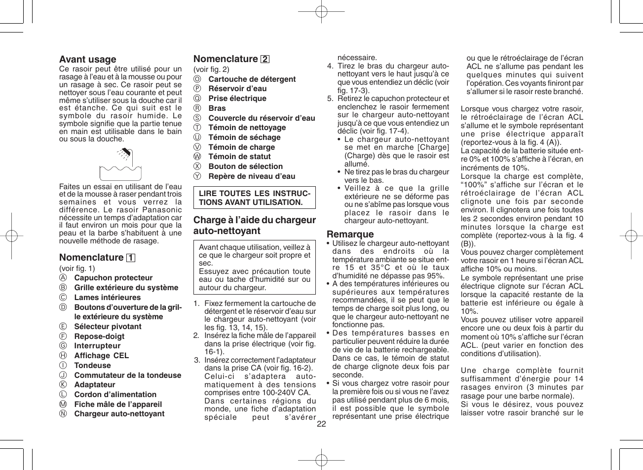 Panasonic ES8168 User Manual | Page 22 / 112