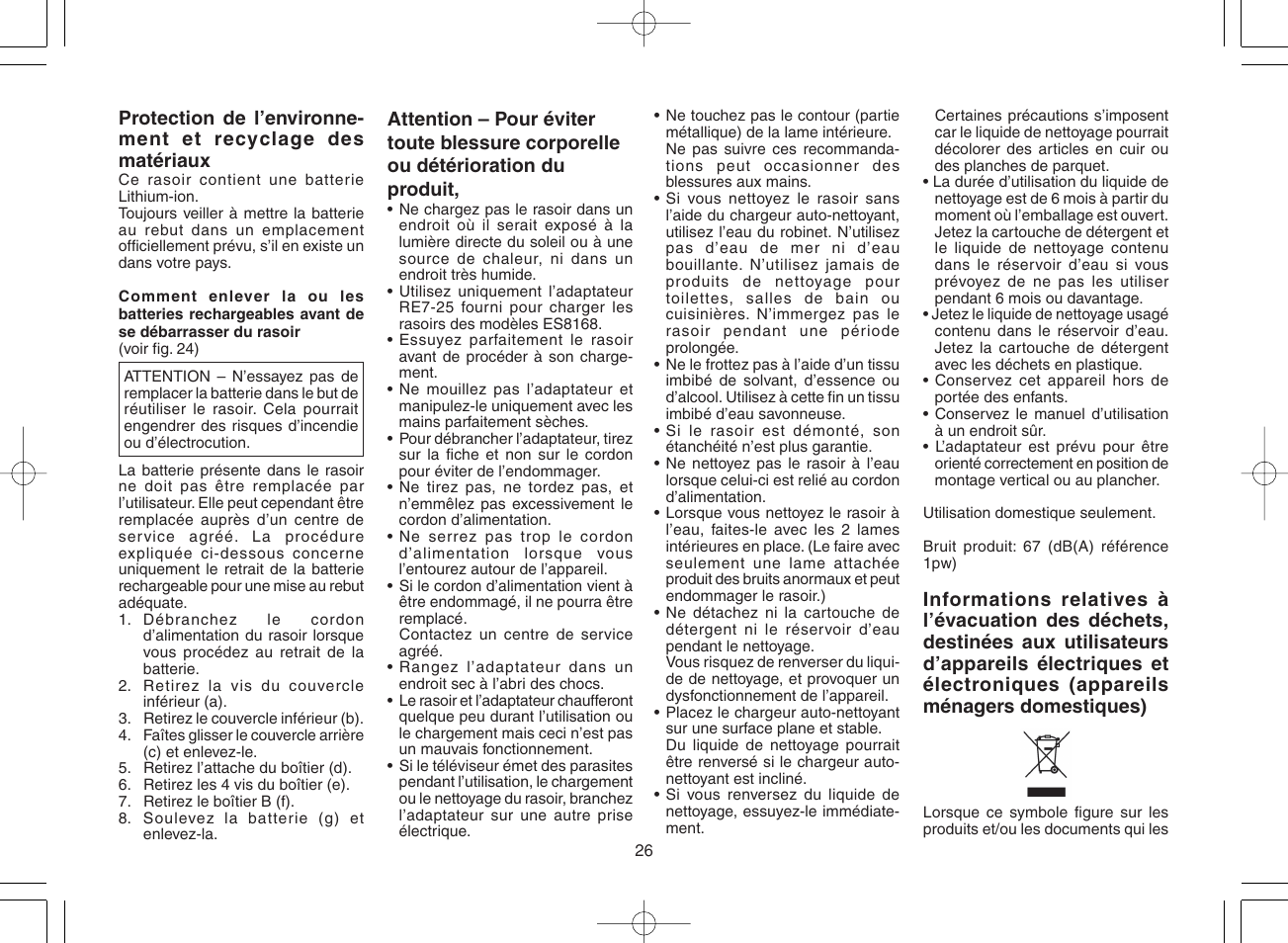 Panasonic ES8168 User Manual | Page 26 / 112