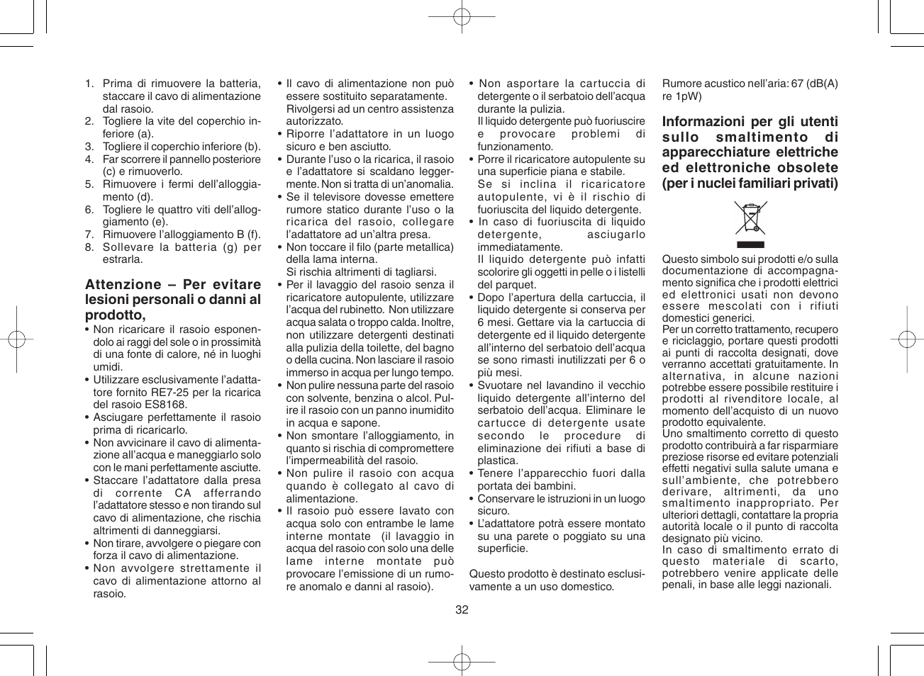 Panasonic ES8168 User Manual | Page 32 / 112