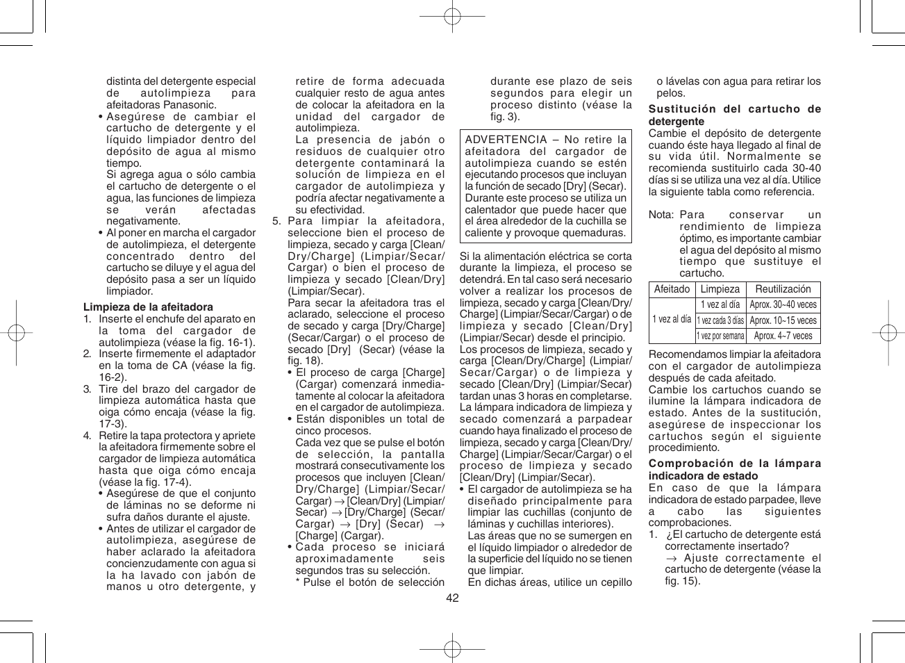 Panasonic ES8168 User Manual | Page 42 / 112