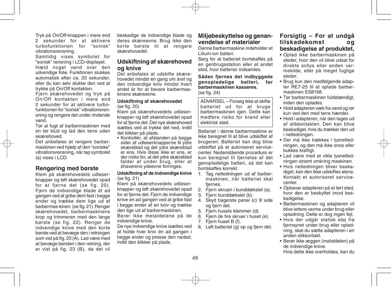 Panasonic ES8168 User Manual | Page 49 / 112