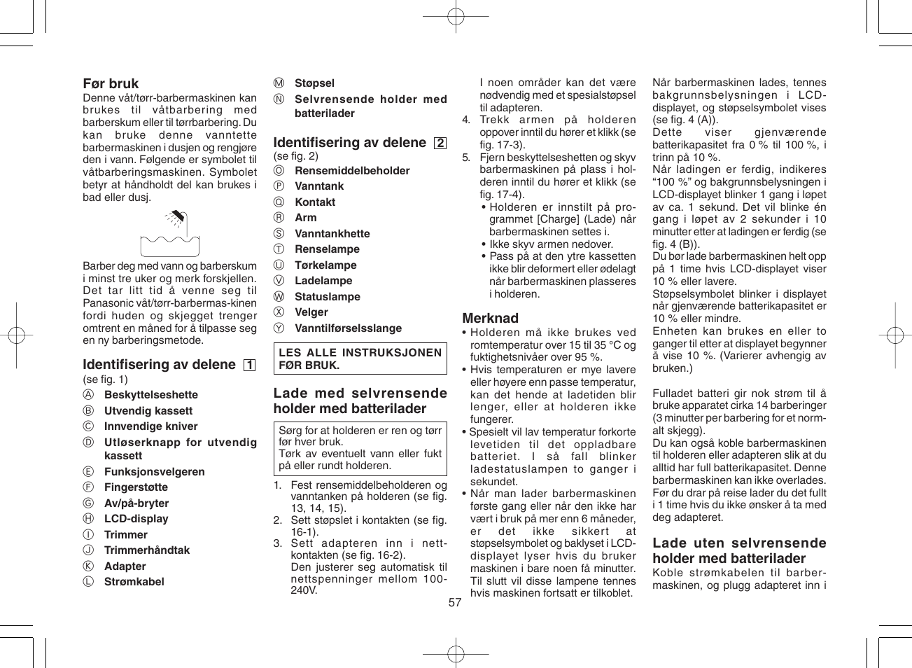 Panasonic ES8168 User Manual | Page 57 / 112