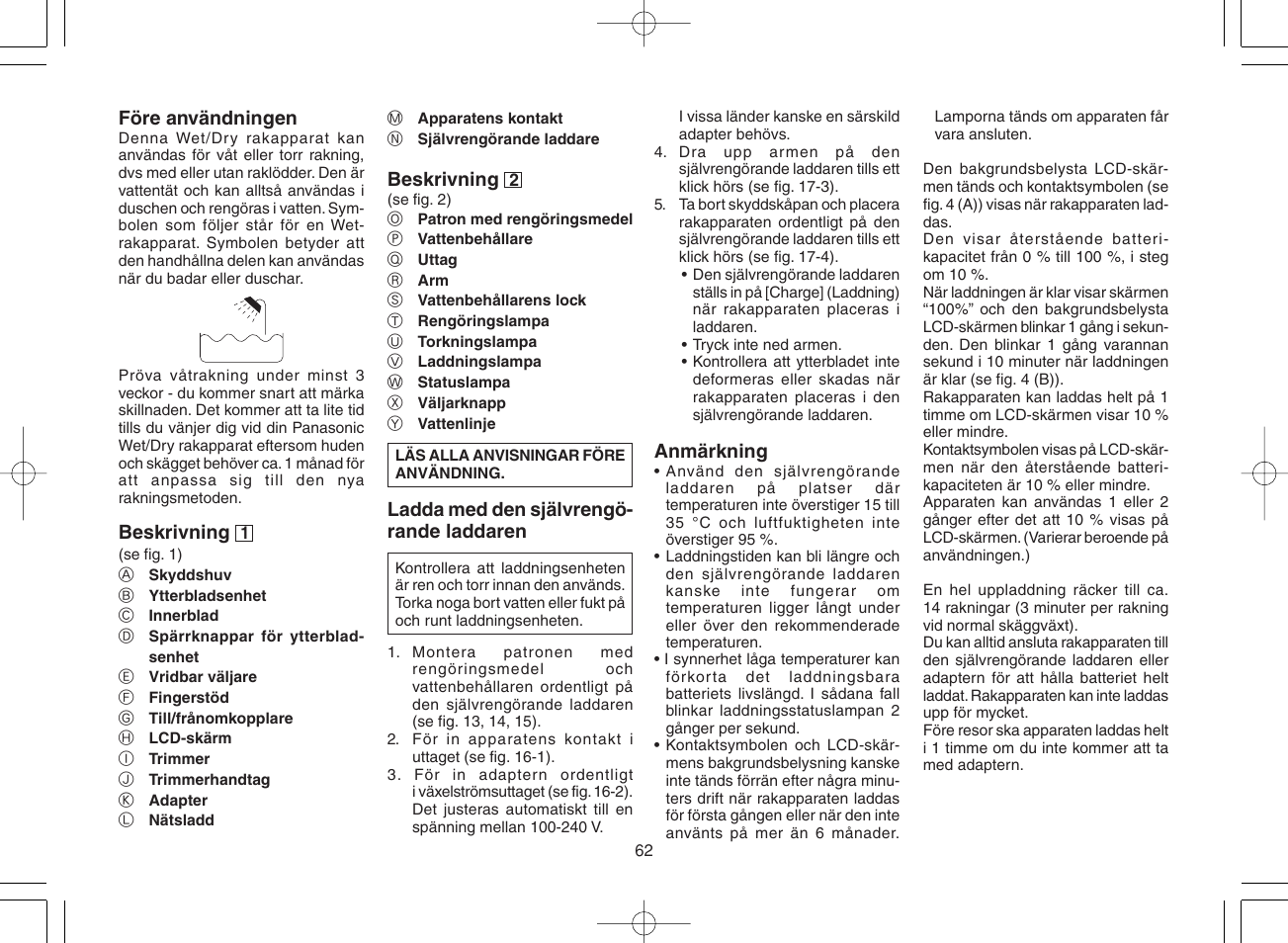 Panasonic ES8168 User Manual | Page 62 / 112