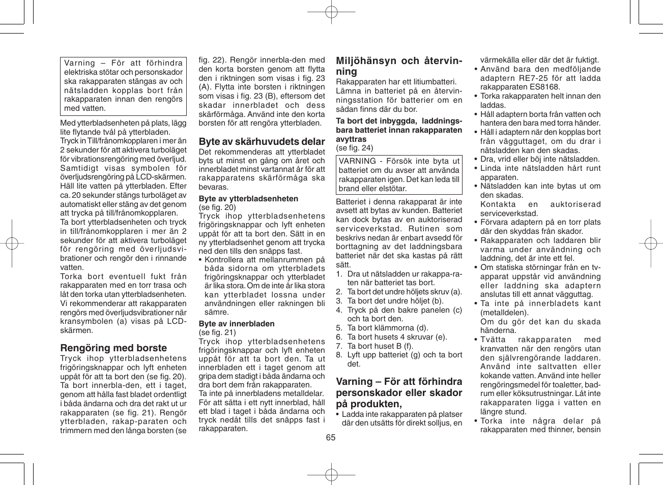 Panasonic ES8168 User Manual | Page 65 / 112